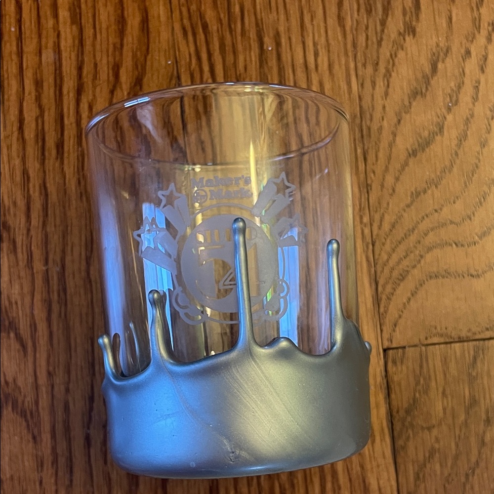 Maker’s Mark Studio 54 Silver Wax Drip Whiskey tumbler.